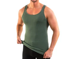 HERMKO Achselhemd Tank Top Herren 3000 Dunkelgrün/Grün