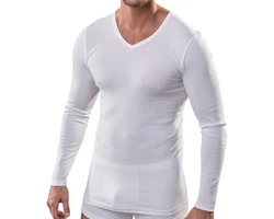 HERMKO Unterziehshirt Herren langarm mit V-Ausschnitt 164680