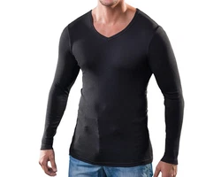 HERMKO Unterziehshirt Herren langarm mit V-Ausschnitt 164680