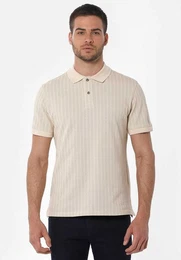 Poloshirt Men's All-Over Printed Polo Shirt in Beige
