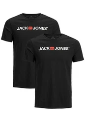 Jack & Jones T-Shirt JJECORP LOGO Print Kurzarm 2-er Stck Pack (3661) Schwarz (3661)