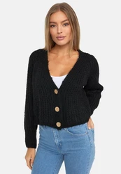 Decay Strickjacke V-Ausschnitt Schwarz/Braun/Blau