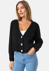 Decay Strickjacke V-Ausschnitt Schwarz/Braun/Blau