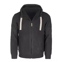 Strickjacke Herren Jacke Melange-Optik mit Kapuze und eingestrickter Struktur