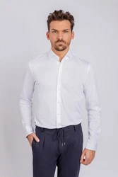 BALDESSARINI Langarmhemd Henry Weiß/Creme