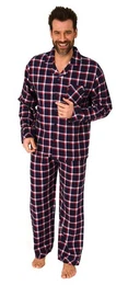 Pyjama Durchknpfbarer Herren Flanell-Pyjama mit Karo-Muster