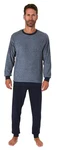 Normann Pyjama Herren langarm Frottee Grau/Dunkelblau