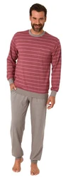 Normann Pyjama Herren Schlafanzug mit Bündchen Dunkelrot/Rot/Bordeaux/Braun