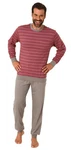 Normann Pyjama Herren Schlafanzug mit Bündchen Dunkelrot/Rot/Bordeaux/Braun