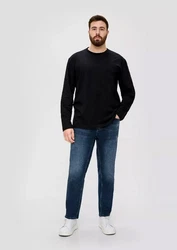 s.Oliver Longsleeve Basic mit Brusttasche Schwarz/Rot