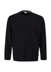 s.Oliver Longsleeve Basic mit Brusttasche Schwarz/Rot