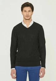 Sweater Men's V-Neck Sweater in Black