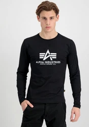 Alpha Industries Shirt BASIC T - LS Schwarz/Rot