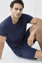 Mey Pyjamaoberteil Serie Jefferson Uni Dunkelblau/Blau