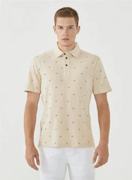 Poloshirt Men's Allover Printed Polo Shirt in Beige