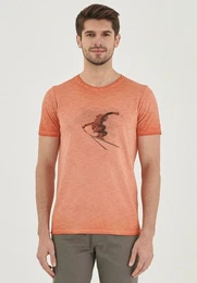 T-Shirt Men's Garment Dyed Printed T-Shirt in Saffron