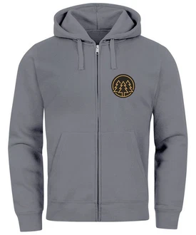 Neverless Herren Sweatjacke mit Kapuze Logo Hellgrau/Grau/Dunkelgrau