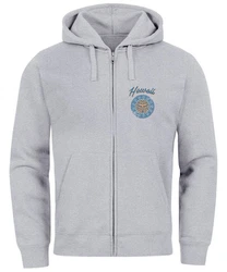 Neverless Herren Sweatjacke mit Kapuze Zip Hoodie Print Hellgrau/Grau