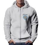 Neverless Herren Sweatjacke mit Kapuze Zip Hoodie Print Hellgrau/Grau
