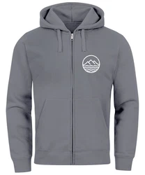 Neverless Sweatjacke mit Kapuze Wandern Berge Logo Motiv Zip Hoodie Hellgrau/Grau/Dunkelgrau