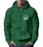 Neverless Sweatjacke mit Kapuze Wandern Berge Logo Motiv Zip Hoodie Grün/Dunkelgrün