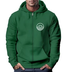 Neverless Sweatjacke mit Kapuze Wandern Berge Logo Motiv Zip Hoodie Grün/Dunkelgrün