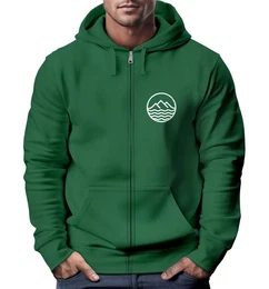 Sweatjacke Herren Sweatjacke mit Kapuze Wandern Berge Logo Motiv Zip Hoodie