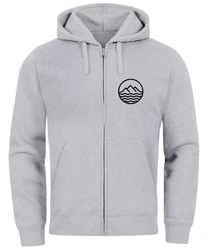 Neverless Sweatjacke mit Kapuze Wandern Berge Logo Motiv Zip Hoodie Grau/Hellgrau