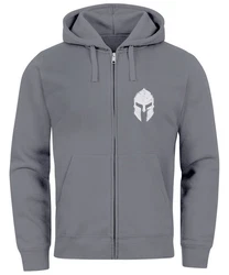 Neverless Herren Sweatjacke Kapuze Zip Hoodie mit Print Aufdruck Sparta Helm Grau/Dunkelgrau/Hellgrau/Silber