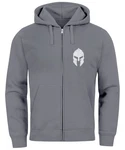 Neverless Herren Sweatjacke Kapuze Zip Hoodie mit Print Aufdruck Sparta Helm Grau/Dunkelgrau/Hellgrau/Silber