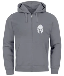Neverless Herren Sweatjacke Kapuze Zip Hoodie mit Print Aufdruck Sparta Helm Grau/Dunkelgrau/Hellgrau/Silber