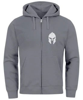 Neverless Herren Sweatjacke Kapuze Zip Hoodie mit Print Aufdruck Sparta Helm Neverless Herren Sweatjacke Kapuze Zip Hoodie mit Print Aufdruck Sparta Helm