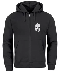 Neverless Herren Sweatjacke Kapuze Zip Hoodie mit Print Aufdruck Sparta Helm Dunkelgrau/Rot/Schwarz/Grau/Weiß