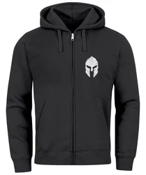 Neverless Herren Sweatjacke Kapuze Zip Hoodie mit Print Aufdruck Sparta Helm Dunkelgrau/Rot/Schwarz/Grau/Weiß