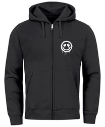Neverless Sweatjacke Herren Print Smile Drip Face Zip-Hoodie Schwarz/Dunkelgrau