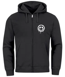 Neverless Sweatjacke Herren Print Smile Drip Face Zip-Hoodie Schwarz/Dunkelgrau