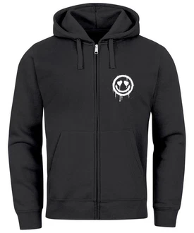 Neverless Sweatjacke Herren Print Smile Drip Face Zip-Hoodie Schwarz/Dunkelgrau Neverless Sweatjacke Herren Print Smile Drip Face Zip-Hoodie Schwarz/Dunkelgrau