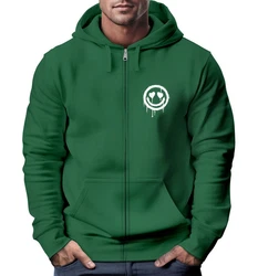 Neverless Sweatjacke Herren Print Smile Drip Face Zip-Hoodie Grün/Dunkelgrün