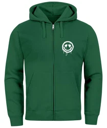 Neverless Sweatjacke Herren Print Smile Drip Face Zip-Hoodie Grün/Dunkelgrün