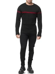 Banco Rundhalspullover Basic Ganzjahr Schwarz