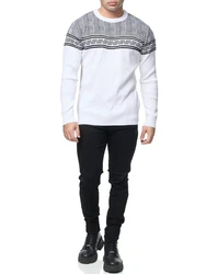 Banco Rundhalspullover Basic Ganzjahr Weiß/Creme