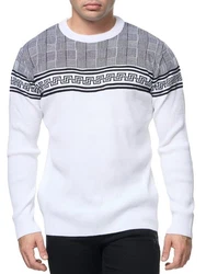Banco Rundhalspullover Basic Ganzjahr Weiß/Creme