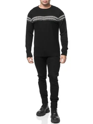 Banco Rundhalspullover Basic Ganzjahr Schwarz