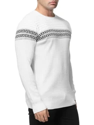 Banco Rundhalspullover Basic Ganzjahr Weiß/Creme