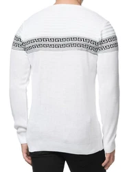 Banco Rundhalspullover Basic Ganzjahr Weiß/Creme