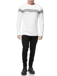 Banco Rundhalspullover Basic Ganzjahr Weiß/Creme