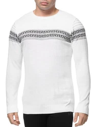 Banco Rundhalspullover Basic Ganzjahr Weiß/Creme