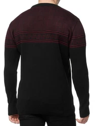 Banco Rundhalspullover Basic Ganzjahr Schwarz/Dunkelrot/Bordeaux