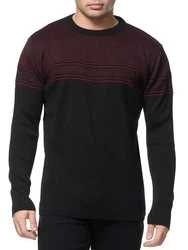 Banco Rundhalspullover Basic Ganzjahr Schwarz/Dunkelrot/Bordeaux