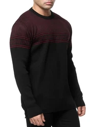 Banco Rundhalspullover Basic Ganzjahr Schwarz/Dunkelrot/Bordeaux